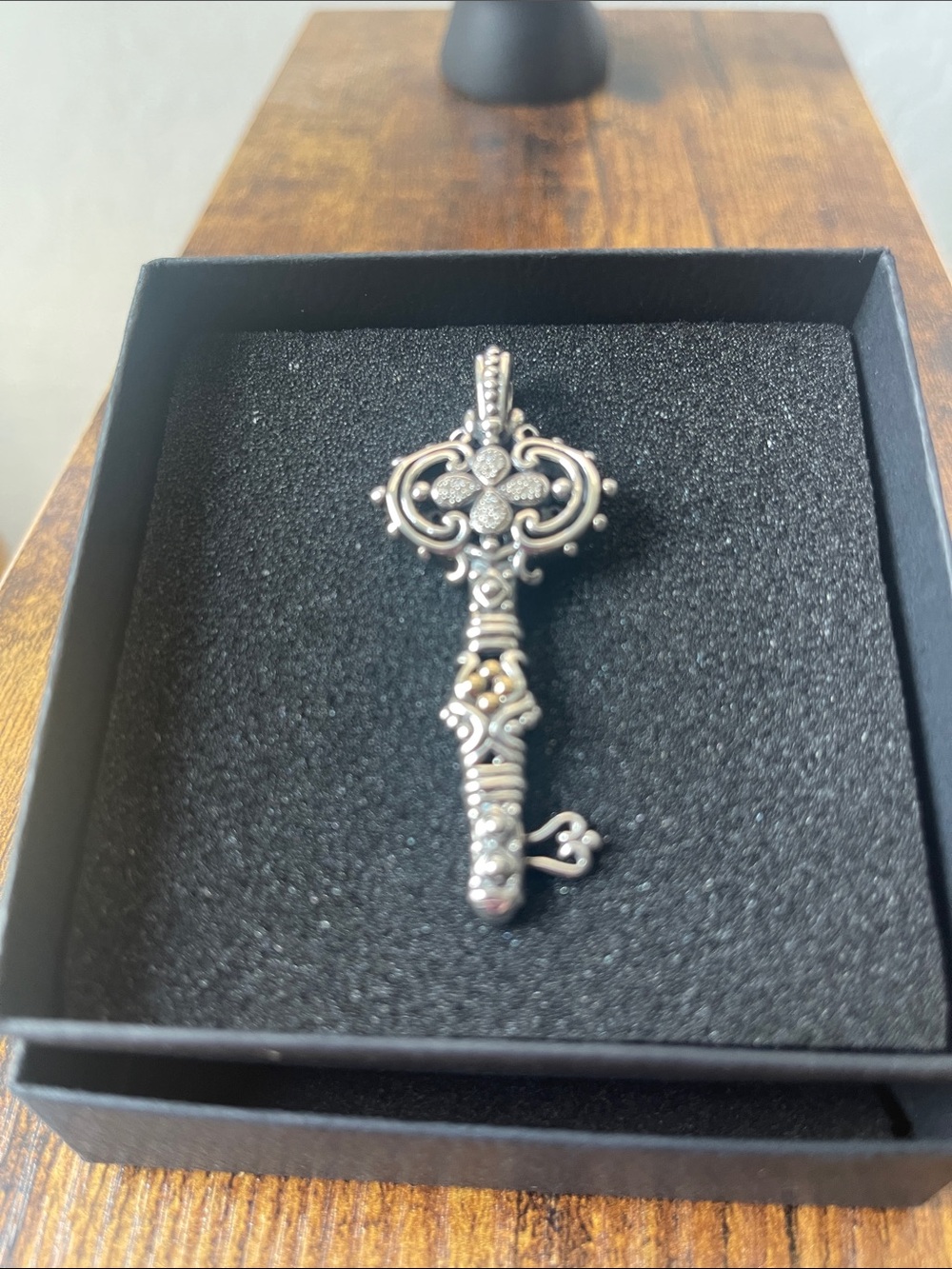 Ornate Silver Key Pendant - Silver